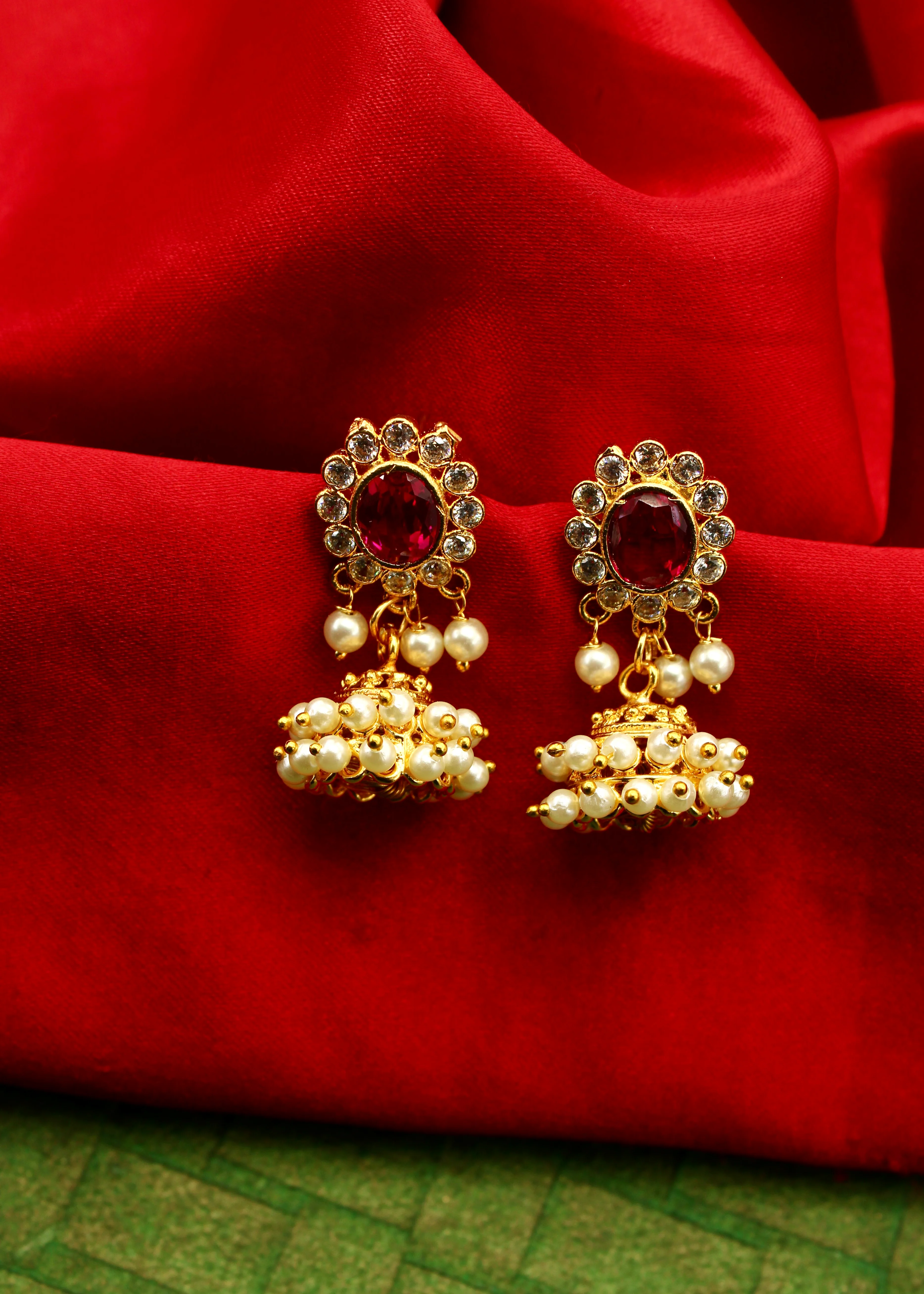 OVAL SHAPE JHUMKI EARRINGS - Image 9