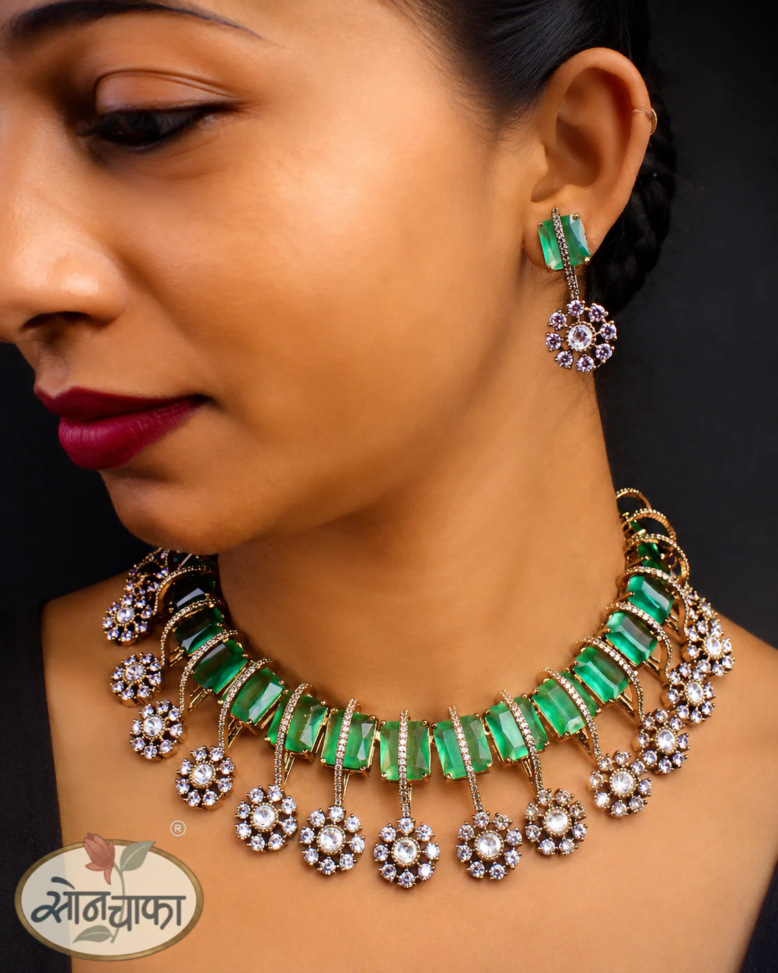 AMERICAN DIAMOND RUBY NECKLACE