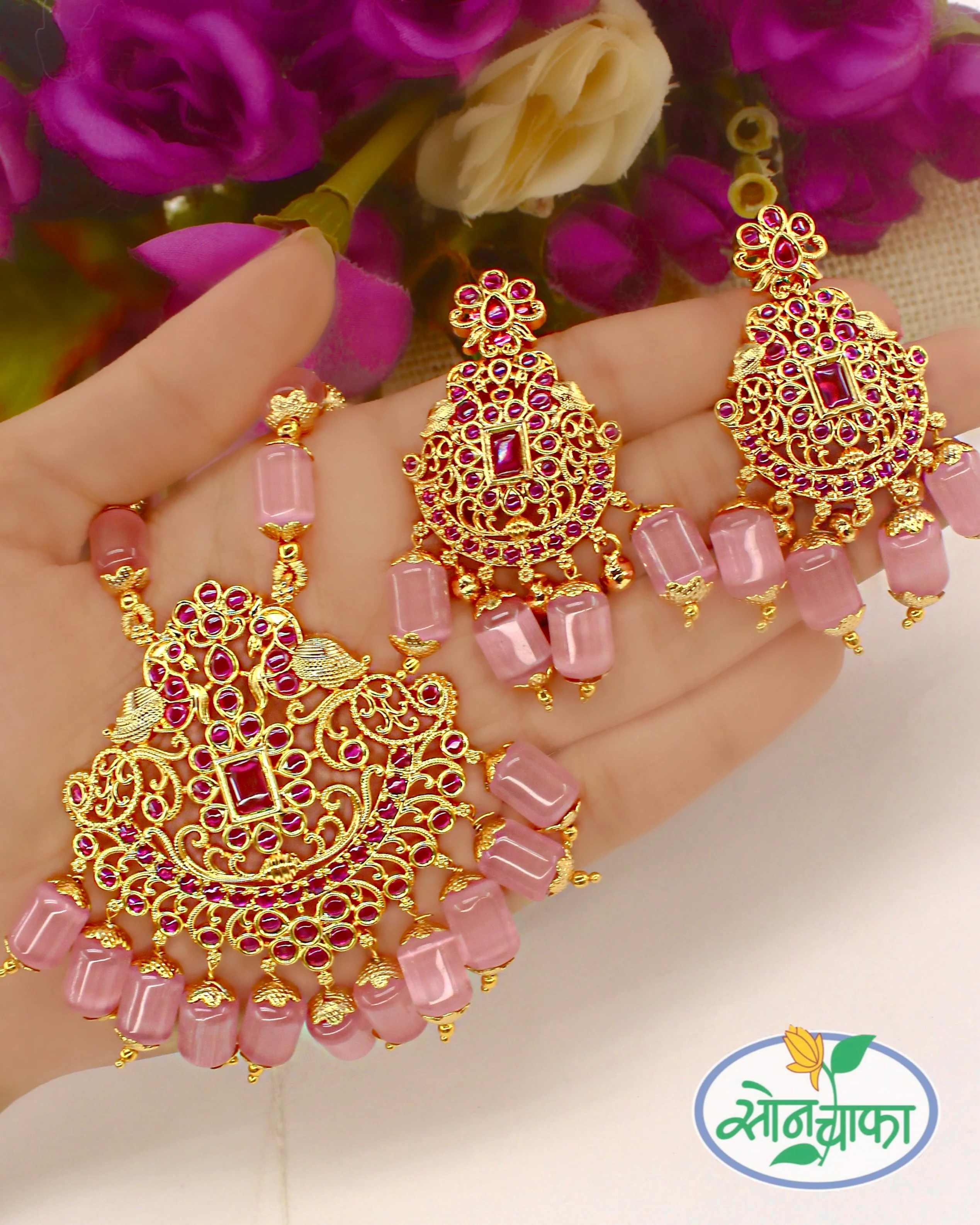 FANCY PINK BEADS NECKLACE