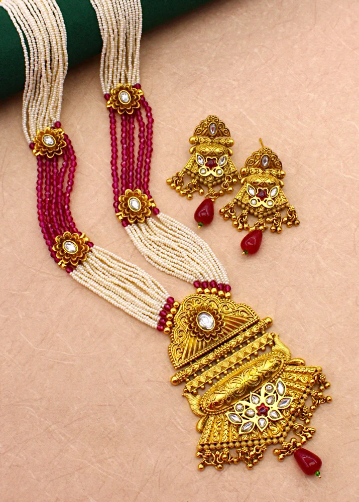 GORGEOUS RAJWADI MOTI NECKLACE - Image 4