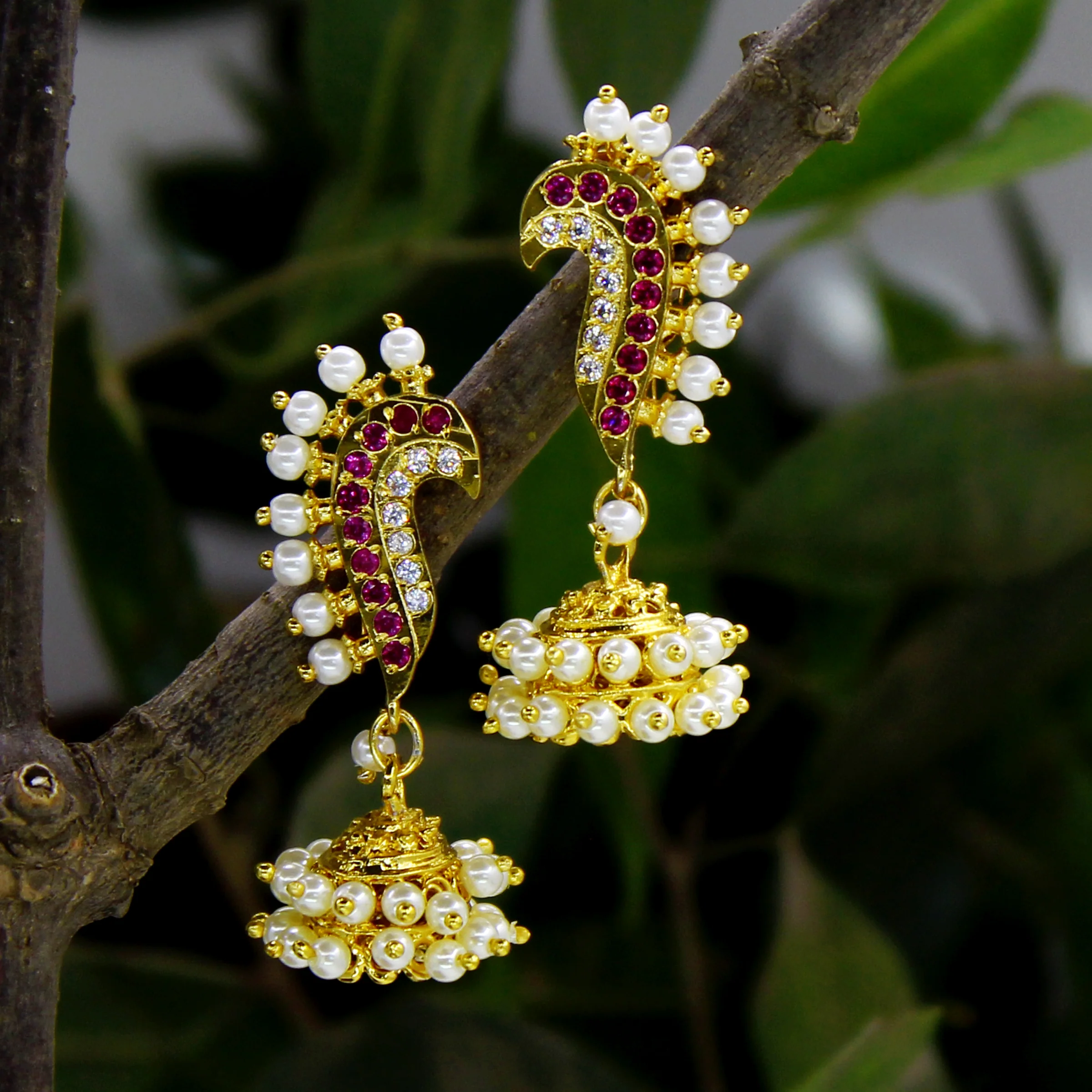 PUNERI DESIGNER EARRINGS WITH JHUMKI - Image 7