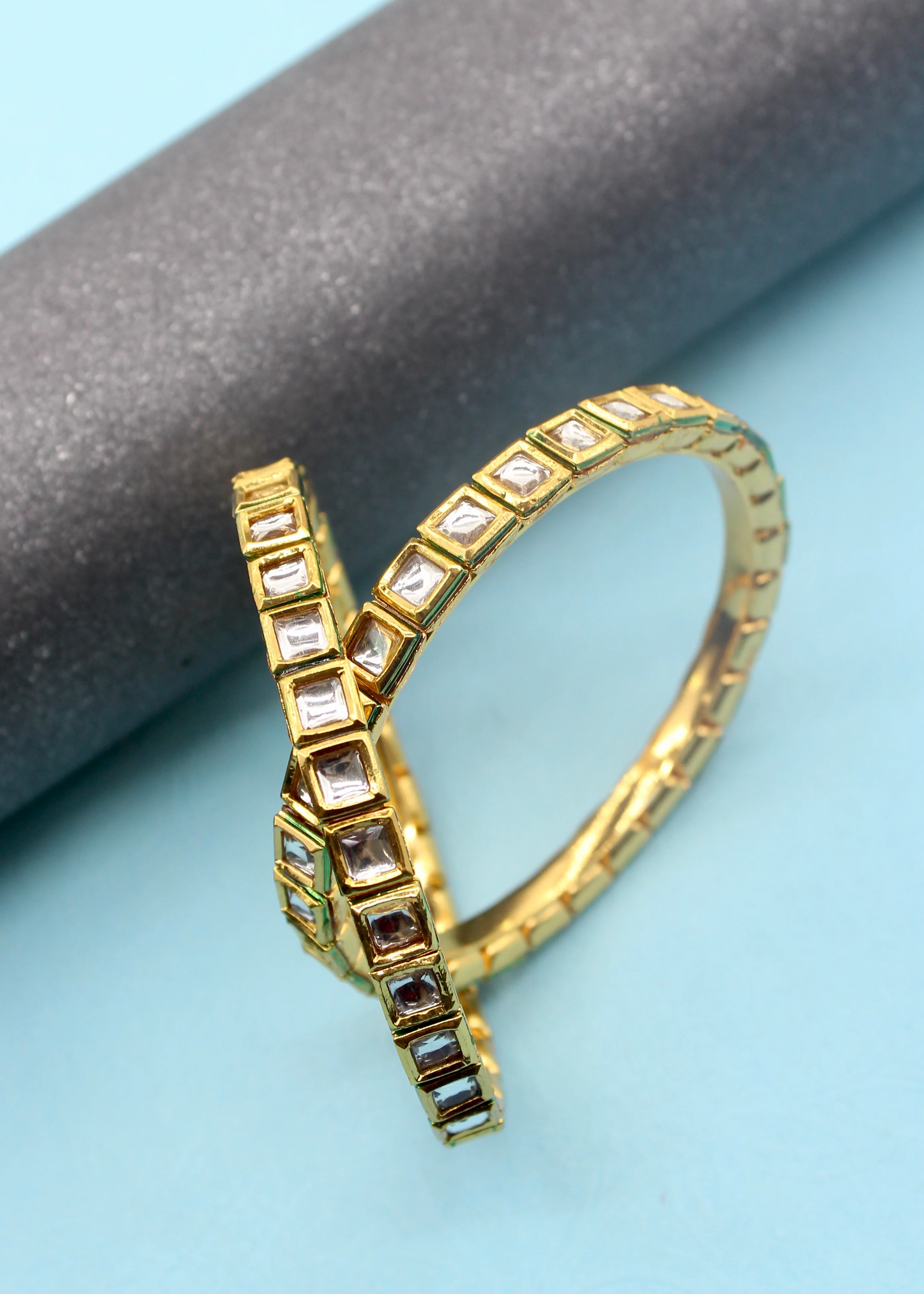 SQUARE DESIGNER KUNDAN BANGLES - Image 3