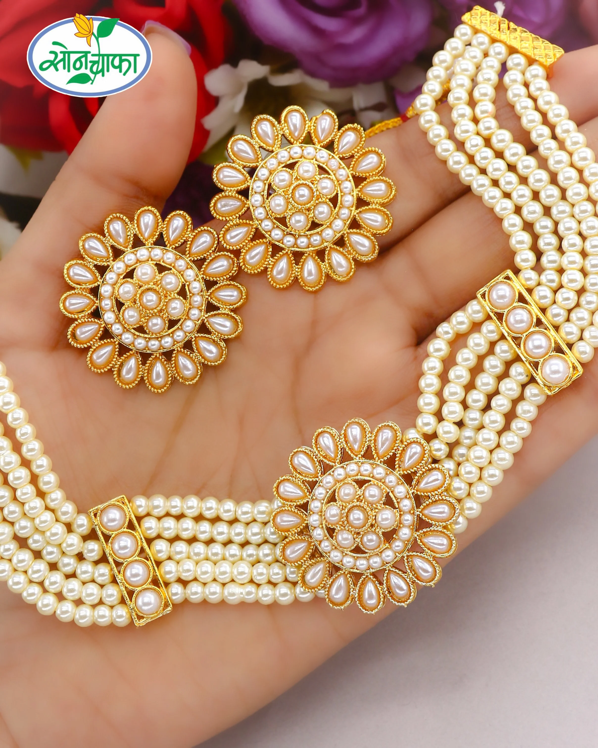 DAZZLING FLORET PEARL NECKLACE - Image 3
