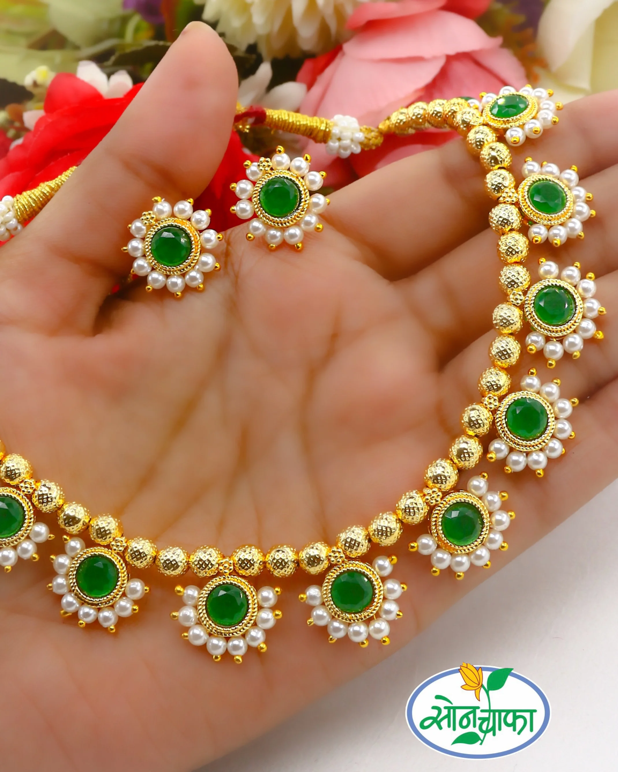 OPULENT FLORAL PEARL NECKLACE - Image 3