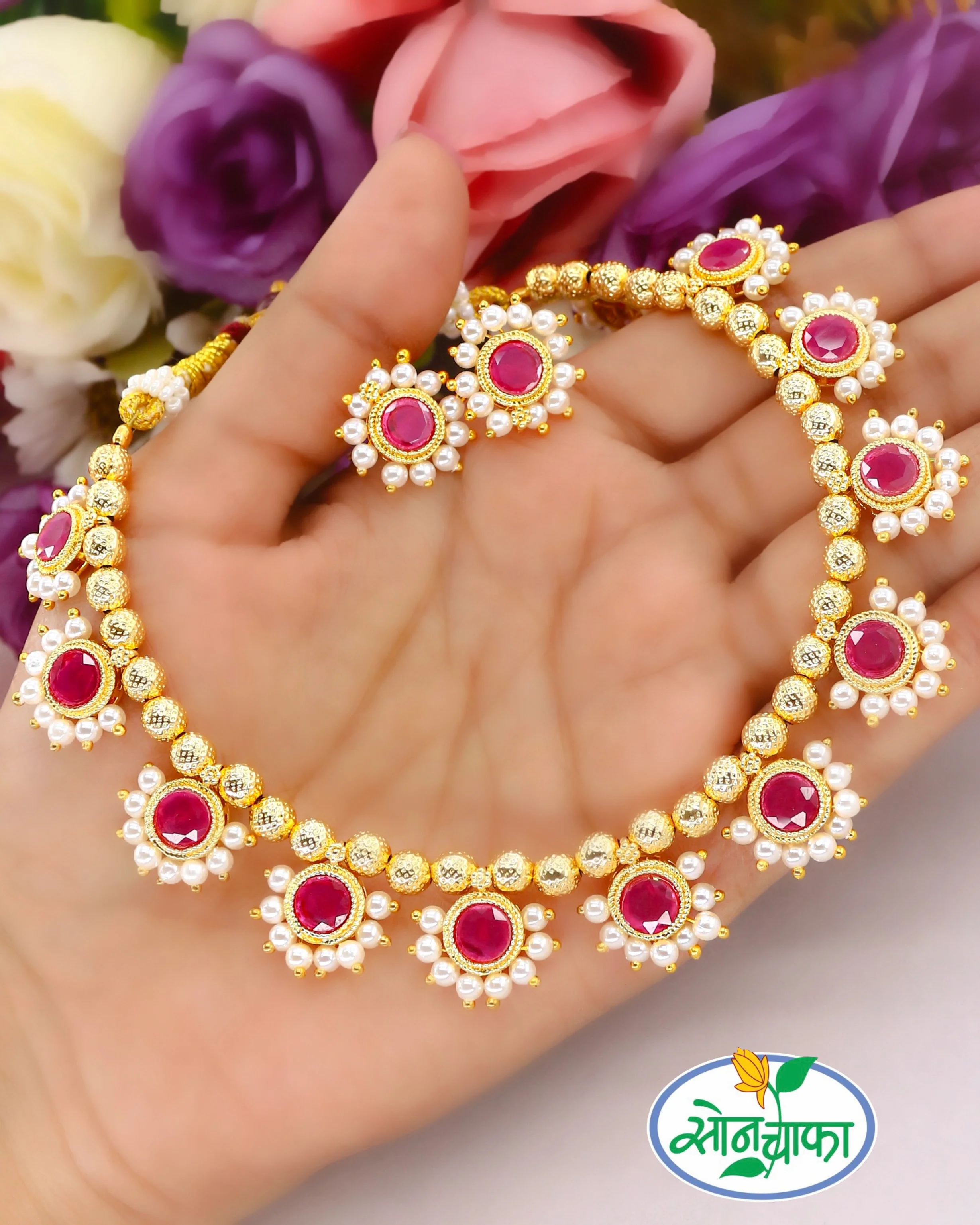 OPULENT FLORAL PEARL NECKLACE - Image 5