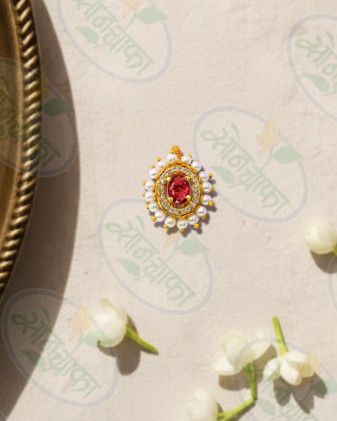 DESIGNER PINK STONE NATH
