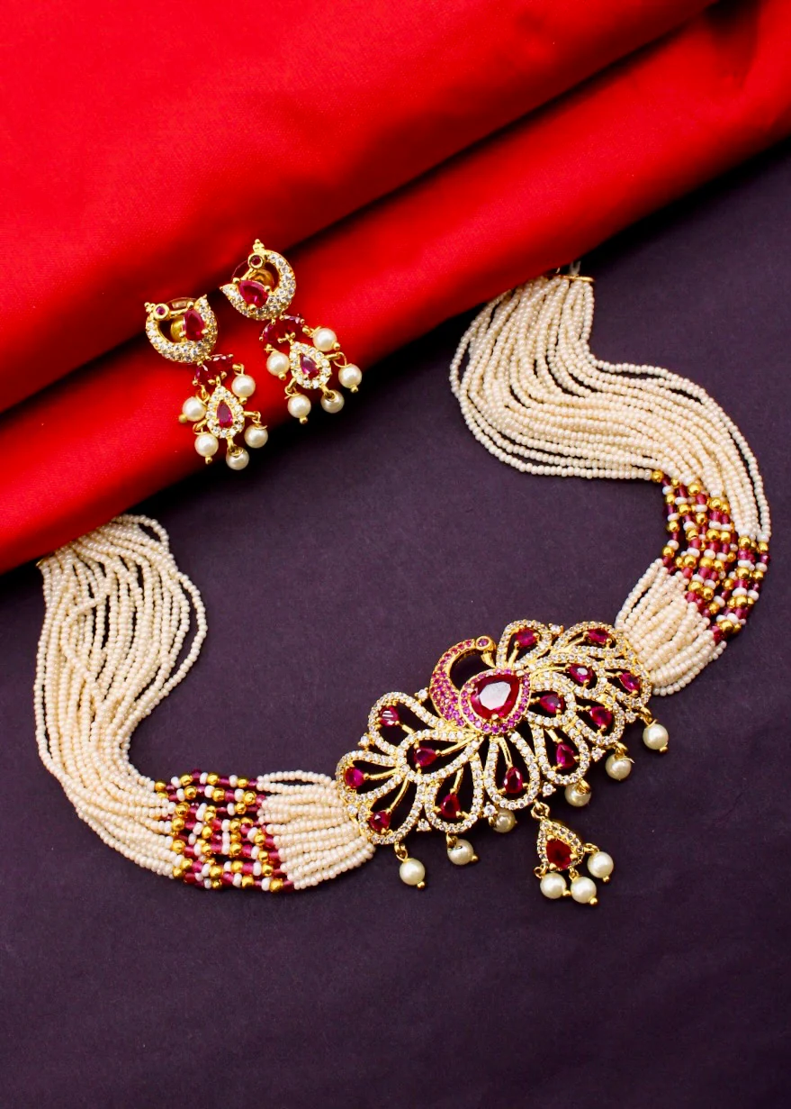 GLEAMING PEACOCK CHOKER SET - Image 10