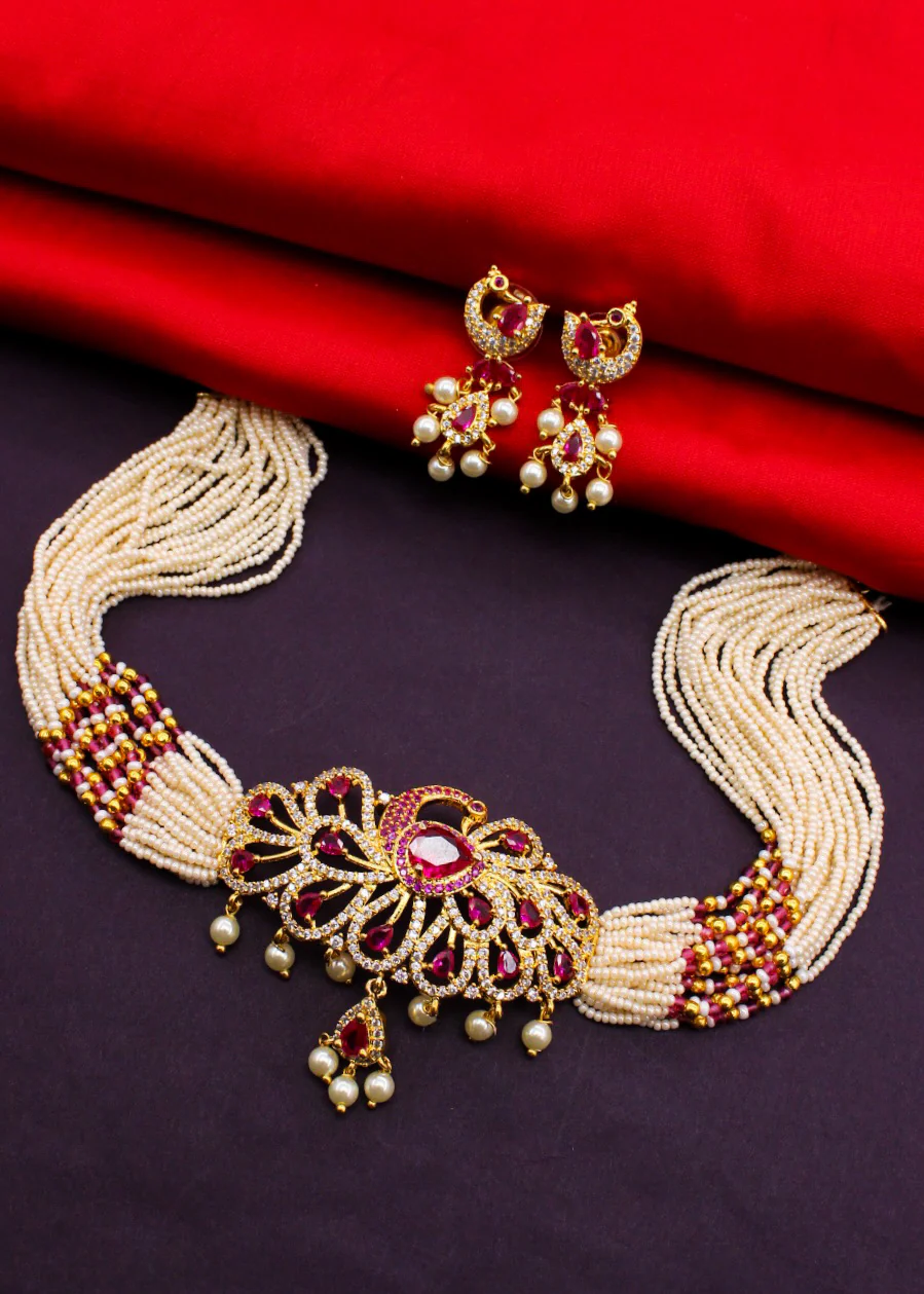 GLEAMING PEACOCK CHOKER SET - Image 11