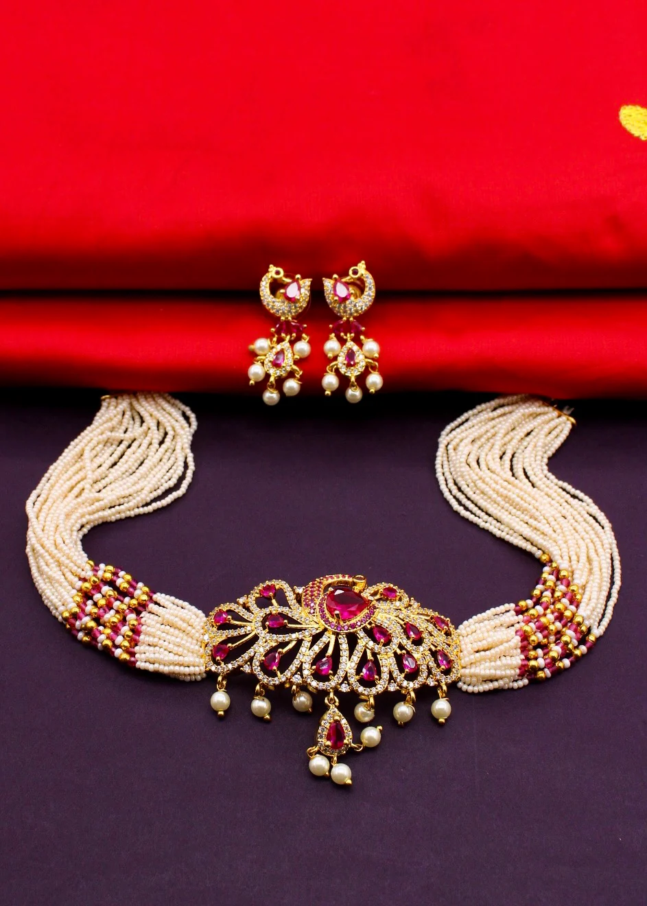 GLEAMING PEACOCK CHOKER SET - Image 13