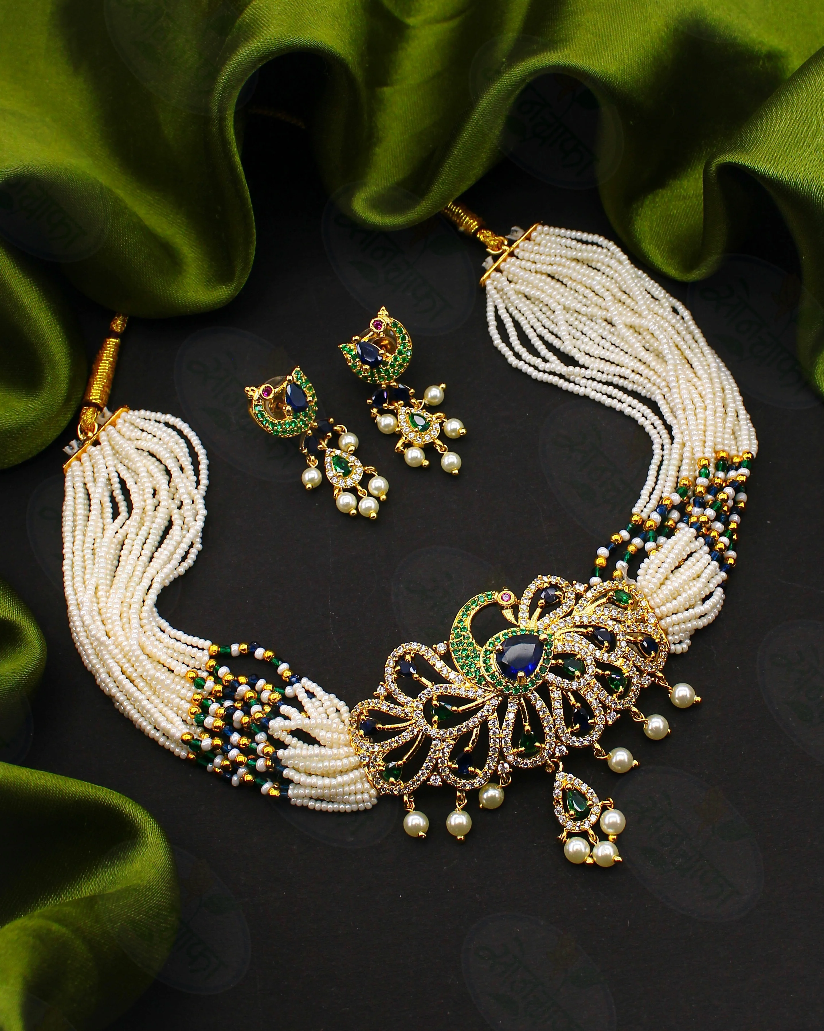 GLEAMING PEACOCK CHOKER SET - Image 5