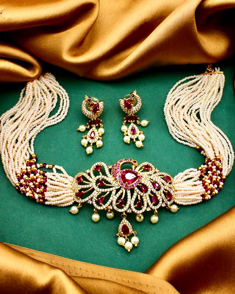 GLEAMING PEACOCK CHOKER SET - Image 7