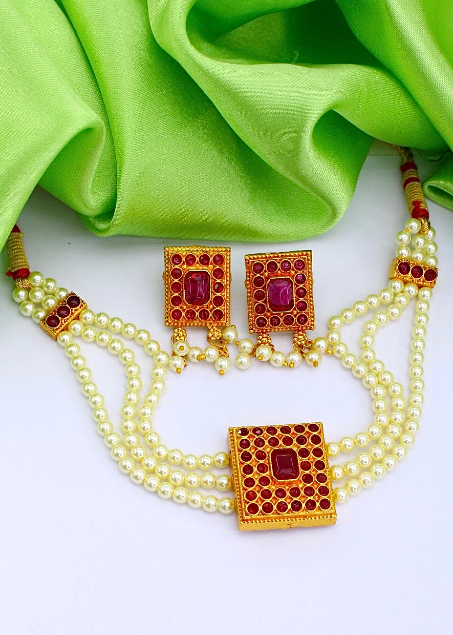 SQUARE DESIGNER CHOKER SET - Image 6