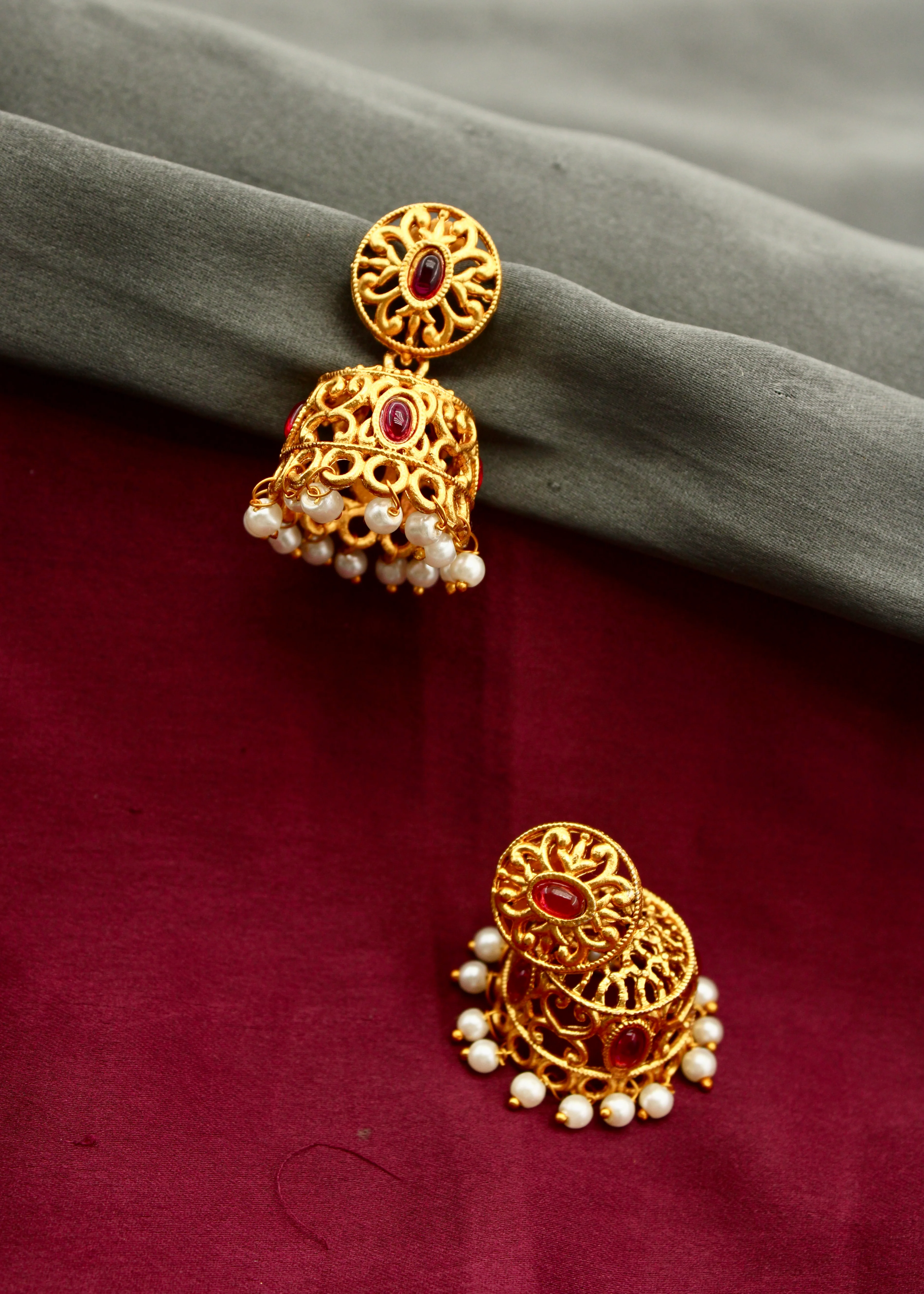 GLORIOUS PESHWAI JHUMKI EARRINGS - Image 7