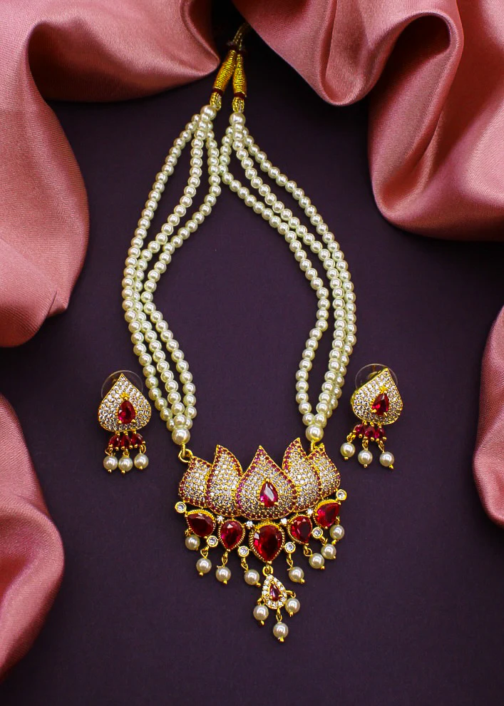 LOTUS DESIGNER MOTI NECKLACE - Image 2