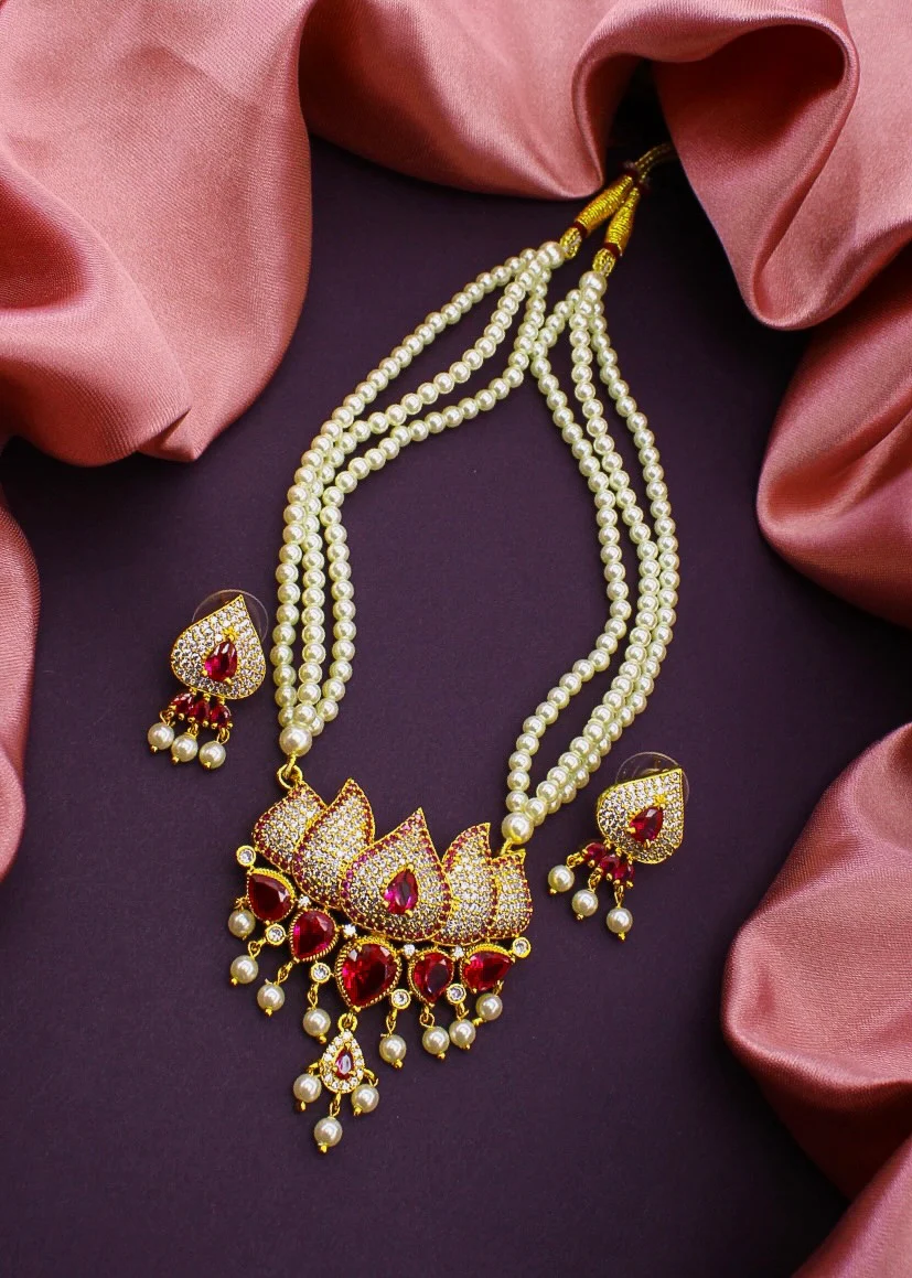 LOTUS DESIGNER MOTI NECKLACE - Image 3