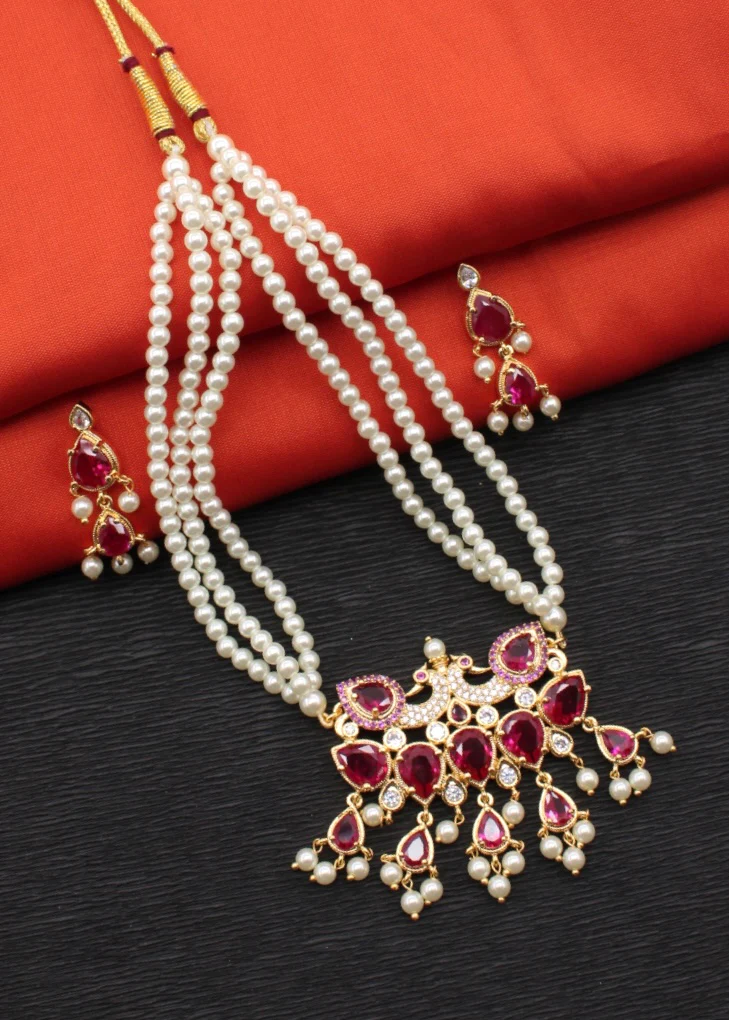 TANMANI WITH PEACOCK DESIGNER NECKLACE - Image 2