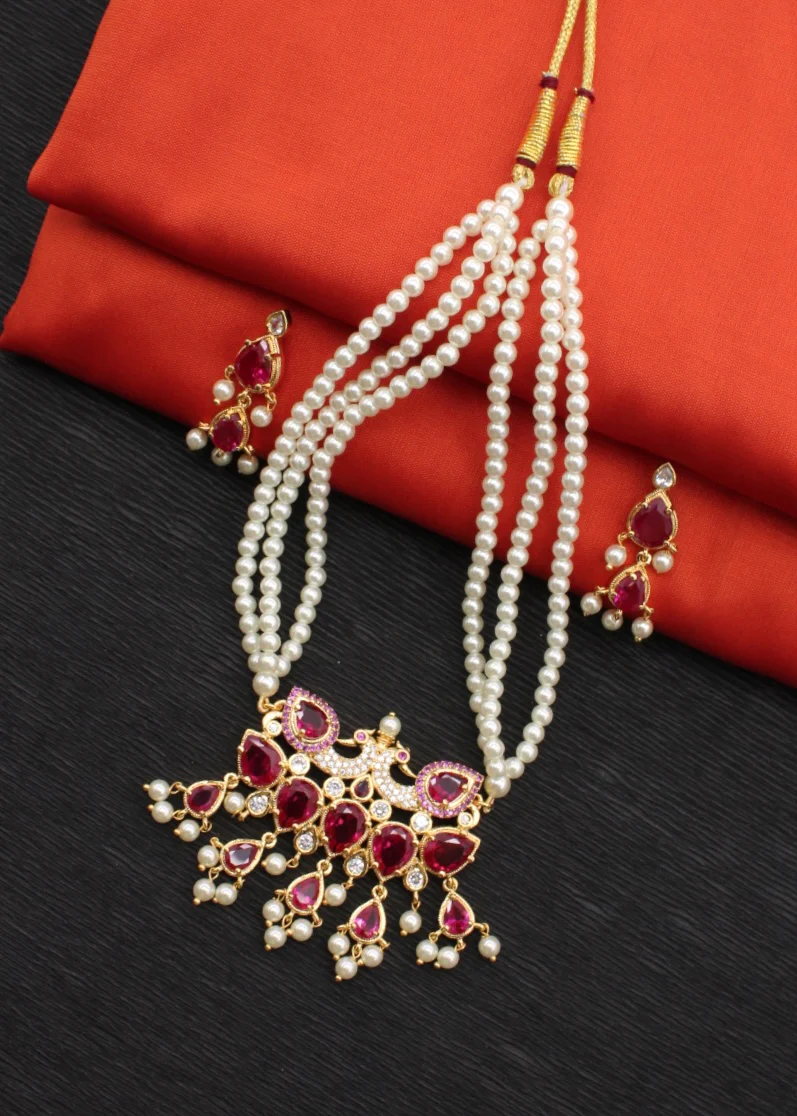 TANMANI WITH PEACOCK DESIGNER NECKLACE - Image 3