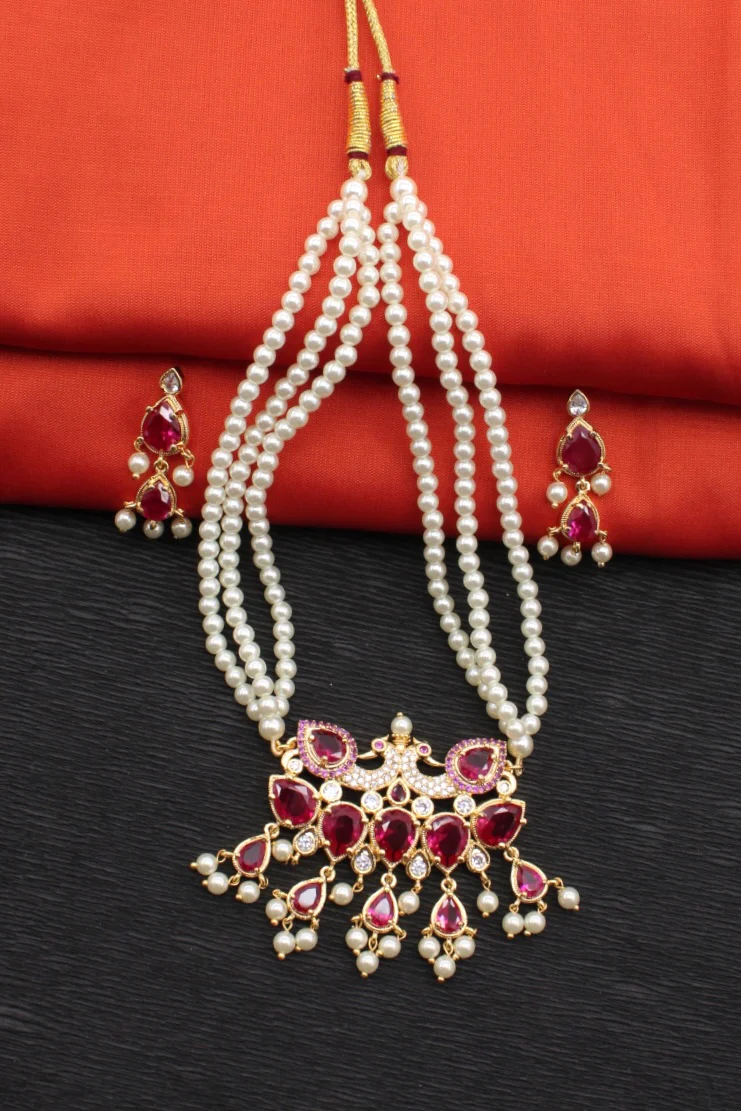 TANMANI WITH PEACOCK DESIGNER NECKLACE - Image 4