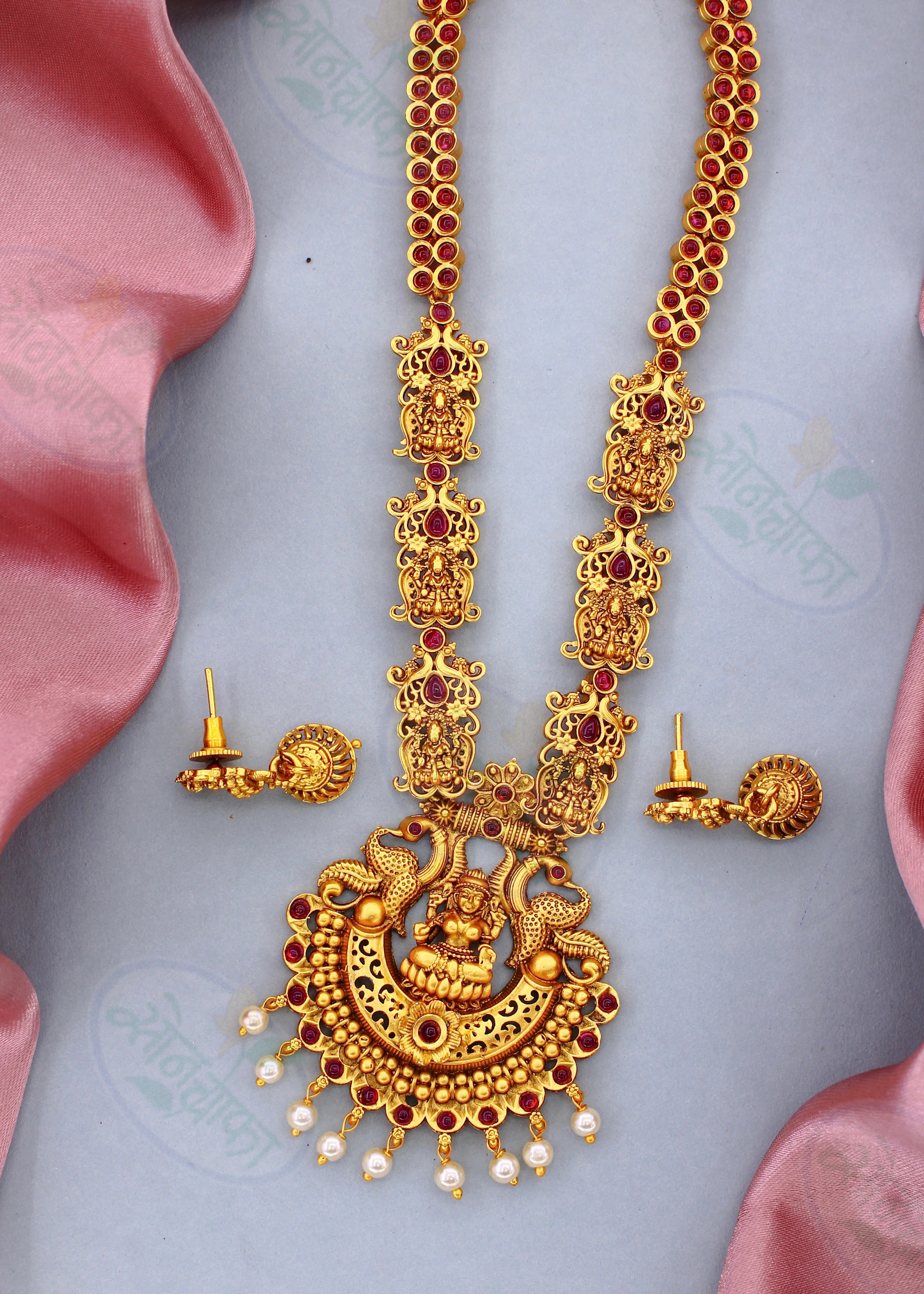 TEMPLE DESIGNER RAJWADI NECKLACE - Image 2