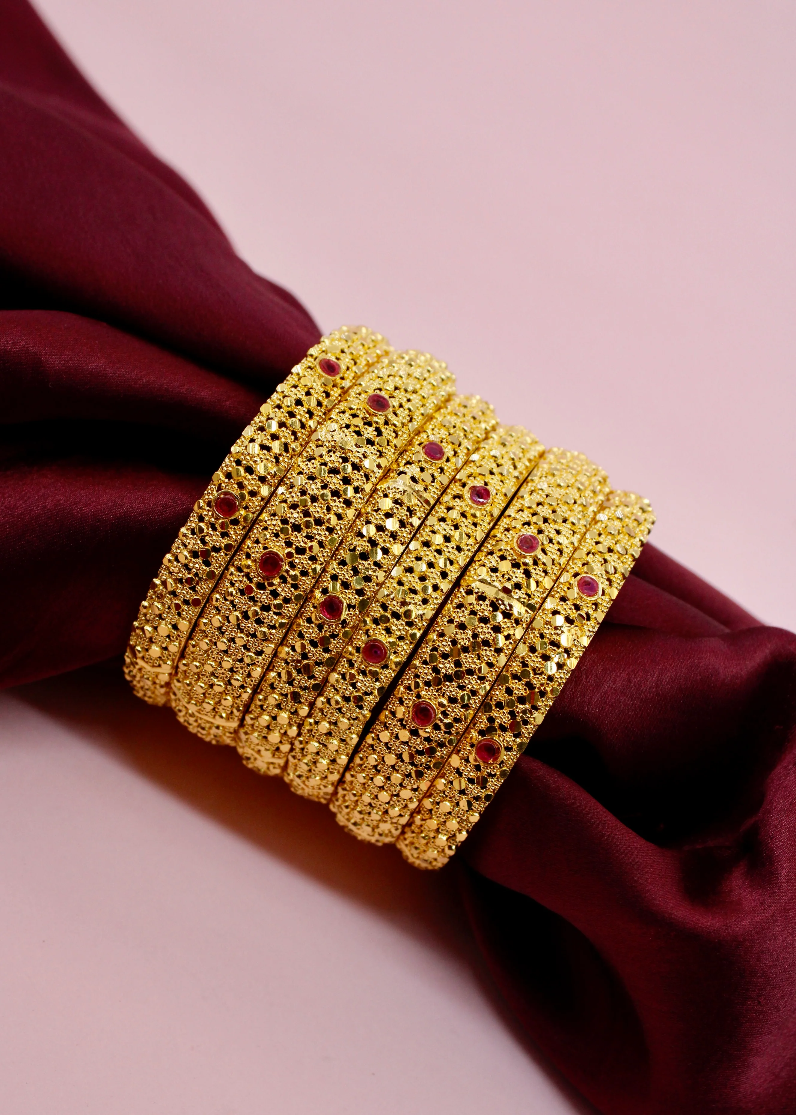 RUBY STONE 6 PC BANGLES - Image 10