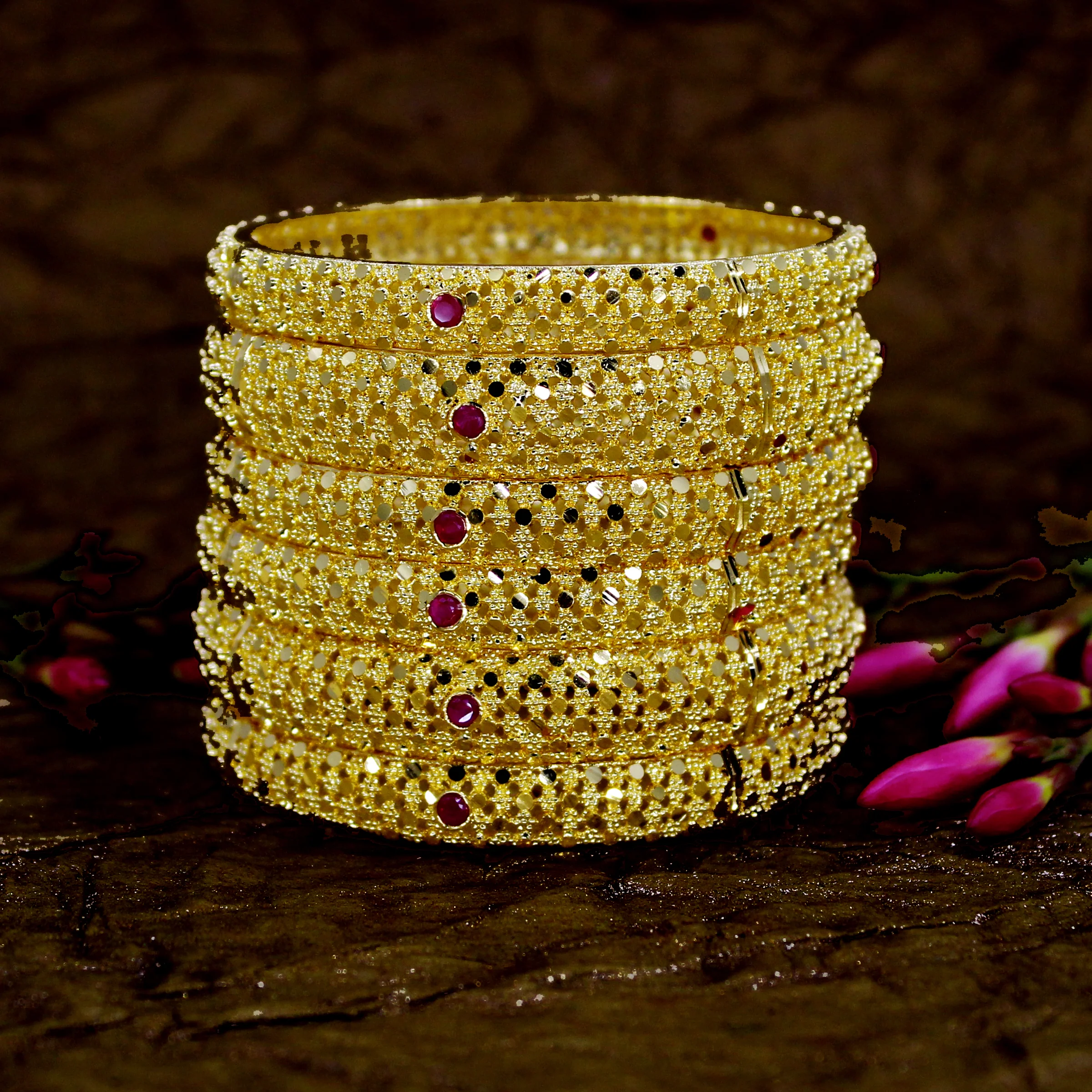 RUBY STONE 6 PC BANGLES - Image 12