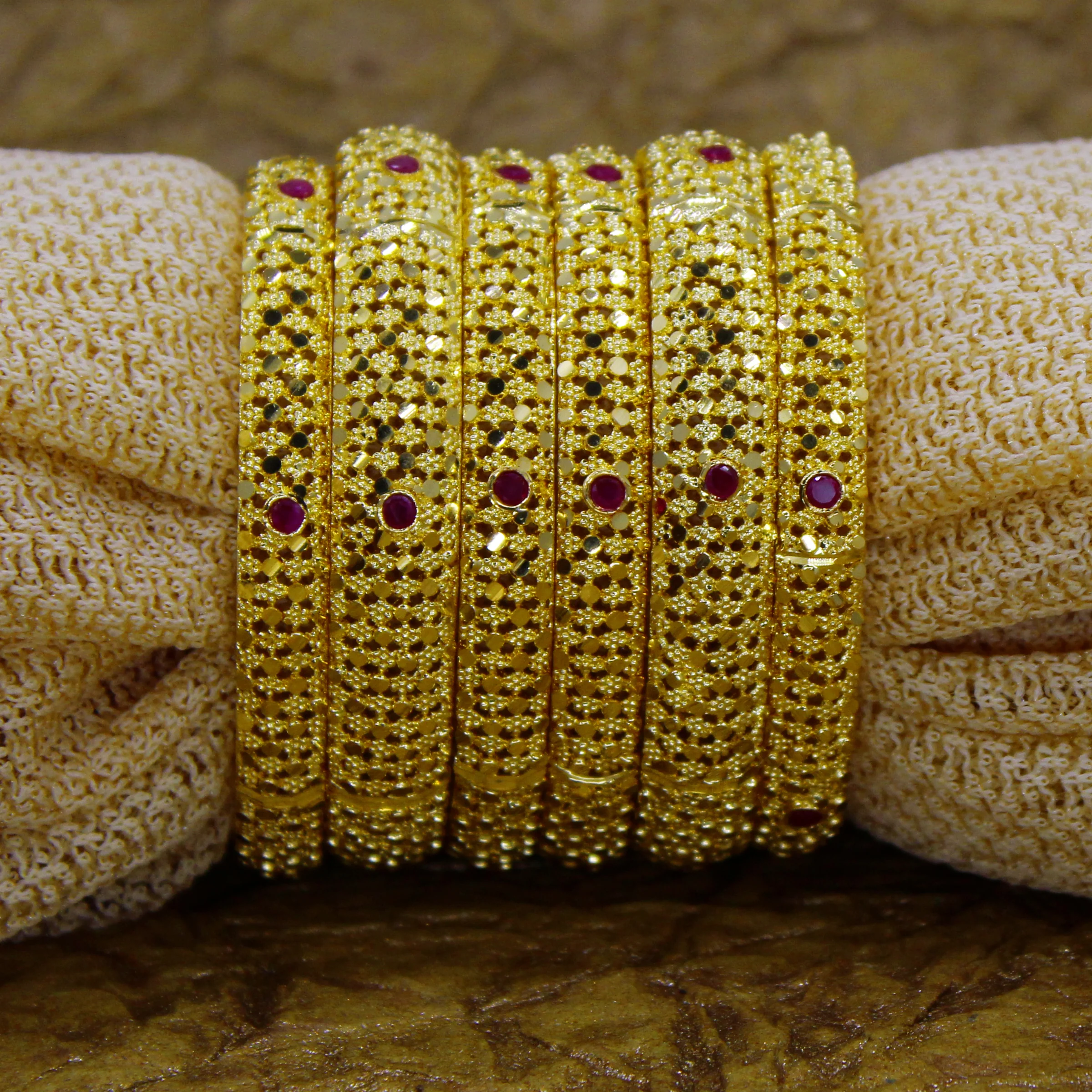 RUBY STONE 6 PC BANGLES - Image 14