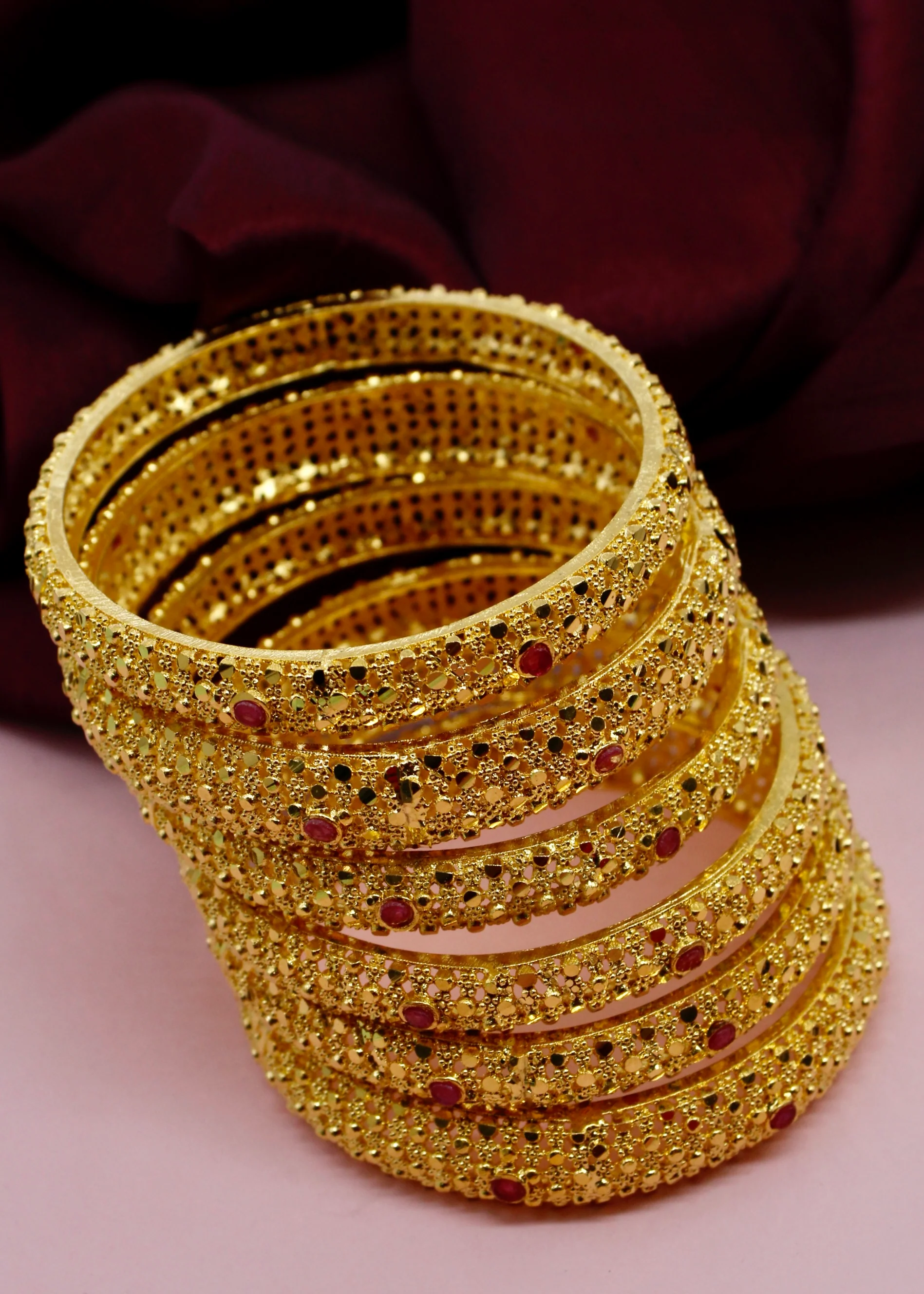 RUBY STONE 6 PC BANGLES - Image 3