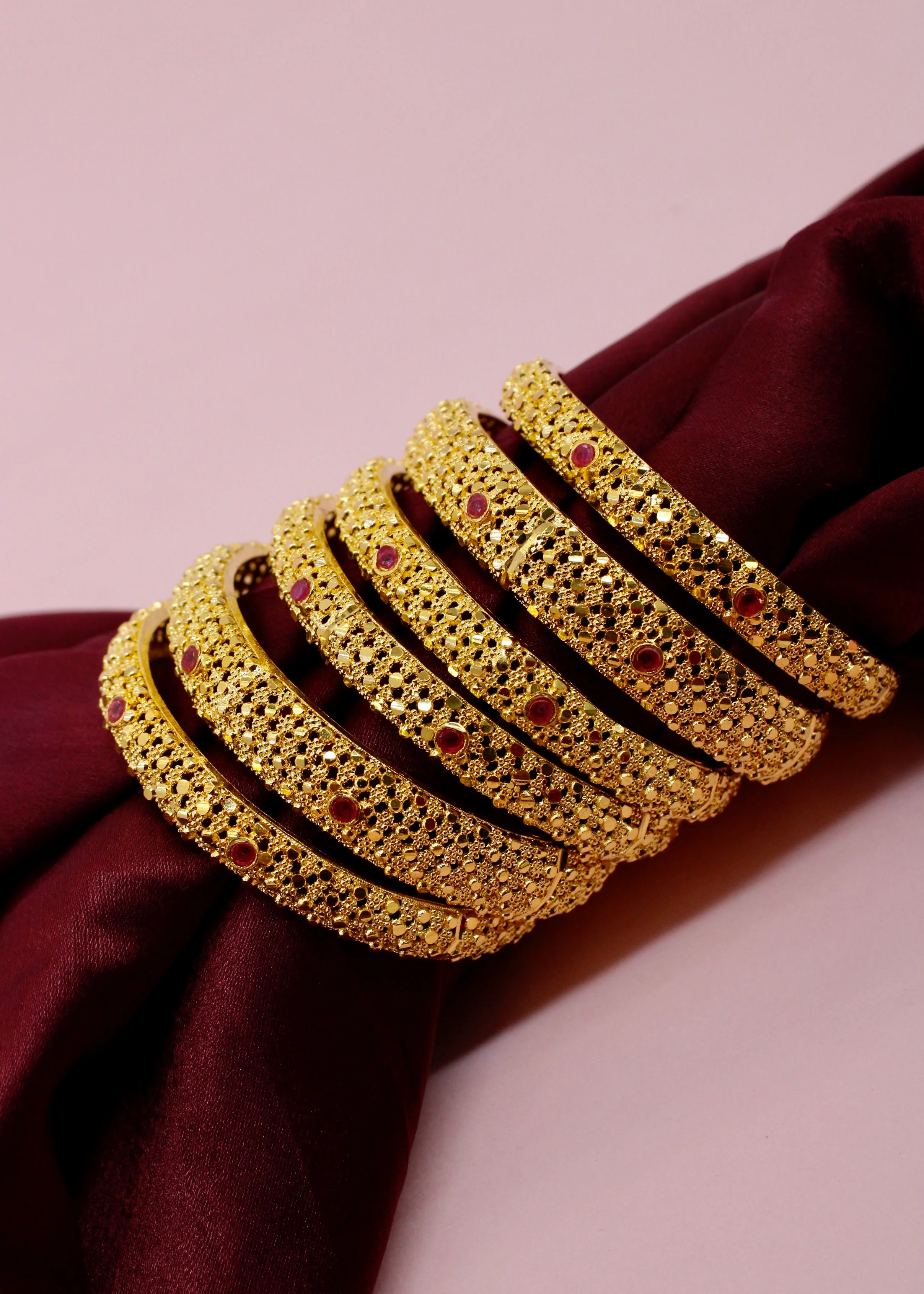 RUBY STONE 6 PC BANGLES - Image 6