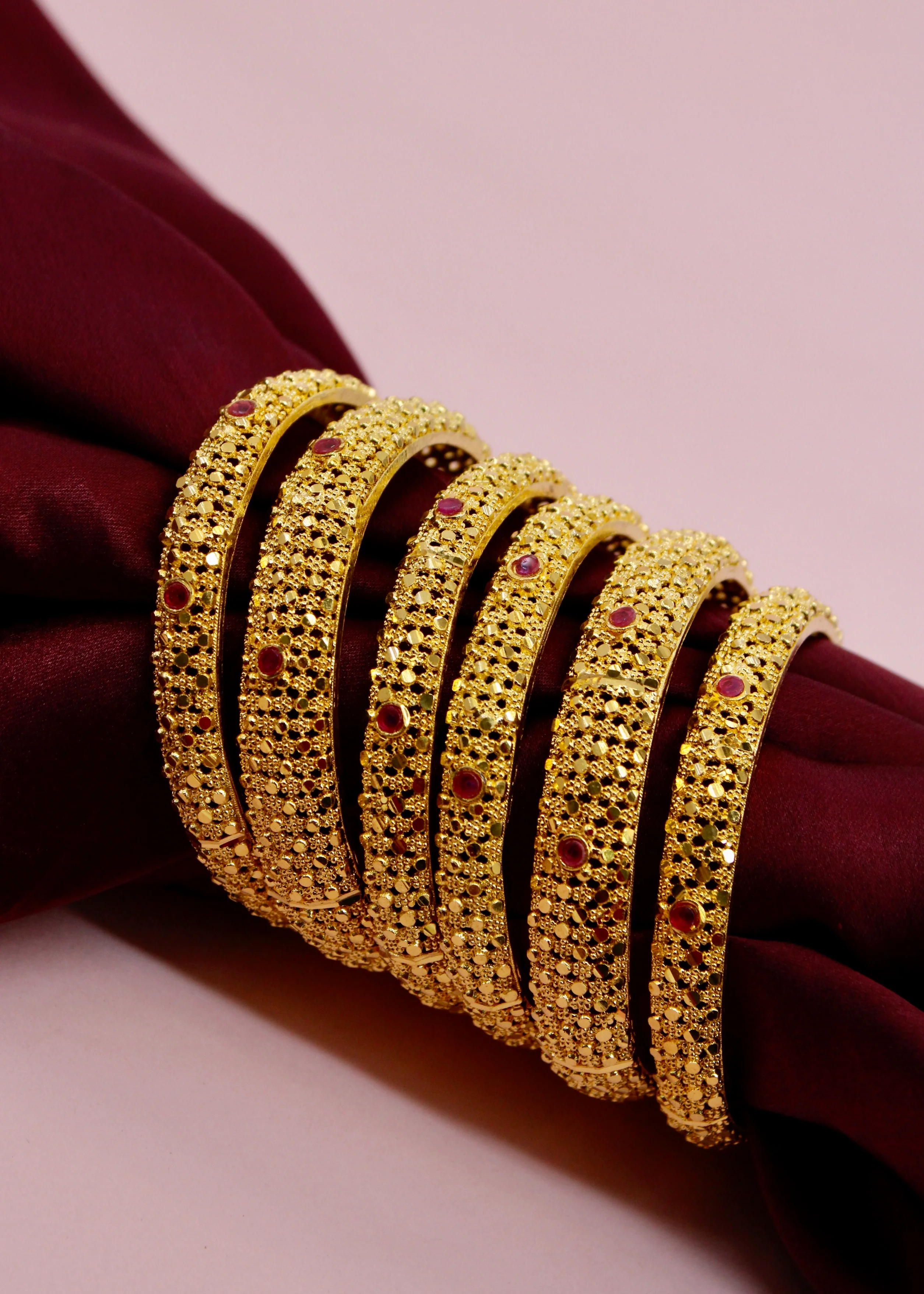 RUBY STONE 6 PC BANGLES - Image 7