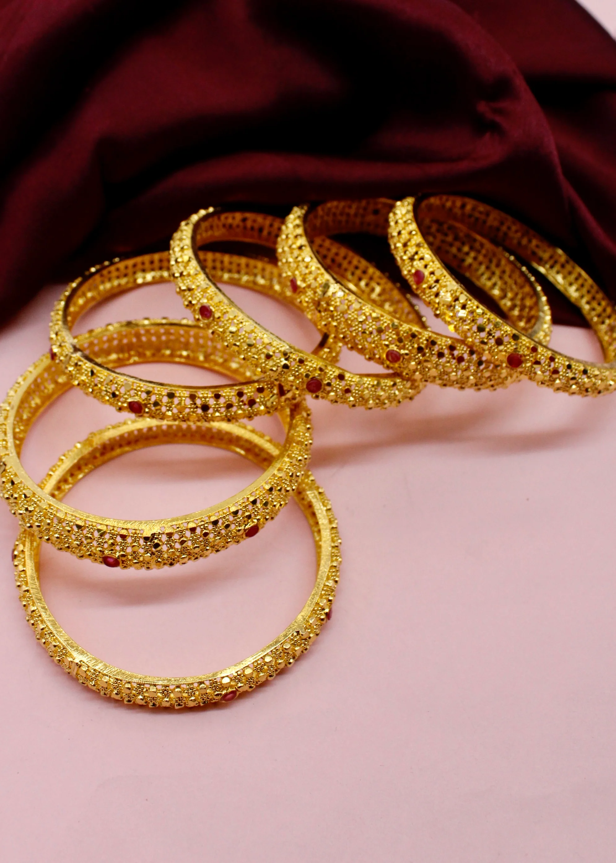 RUBY STONE 6 PC BANGLES - Image 8