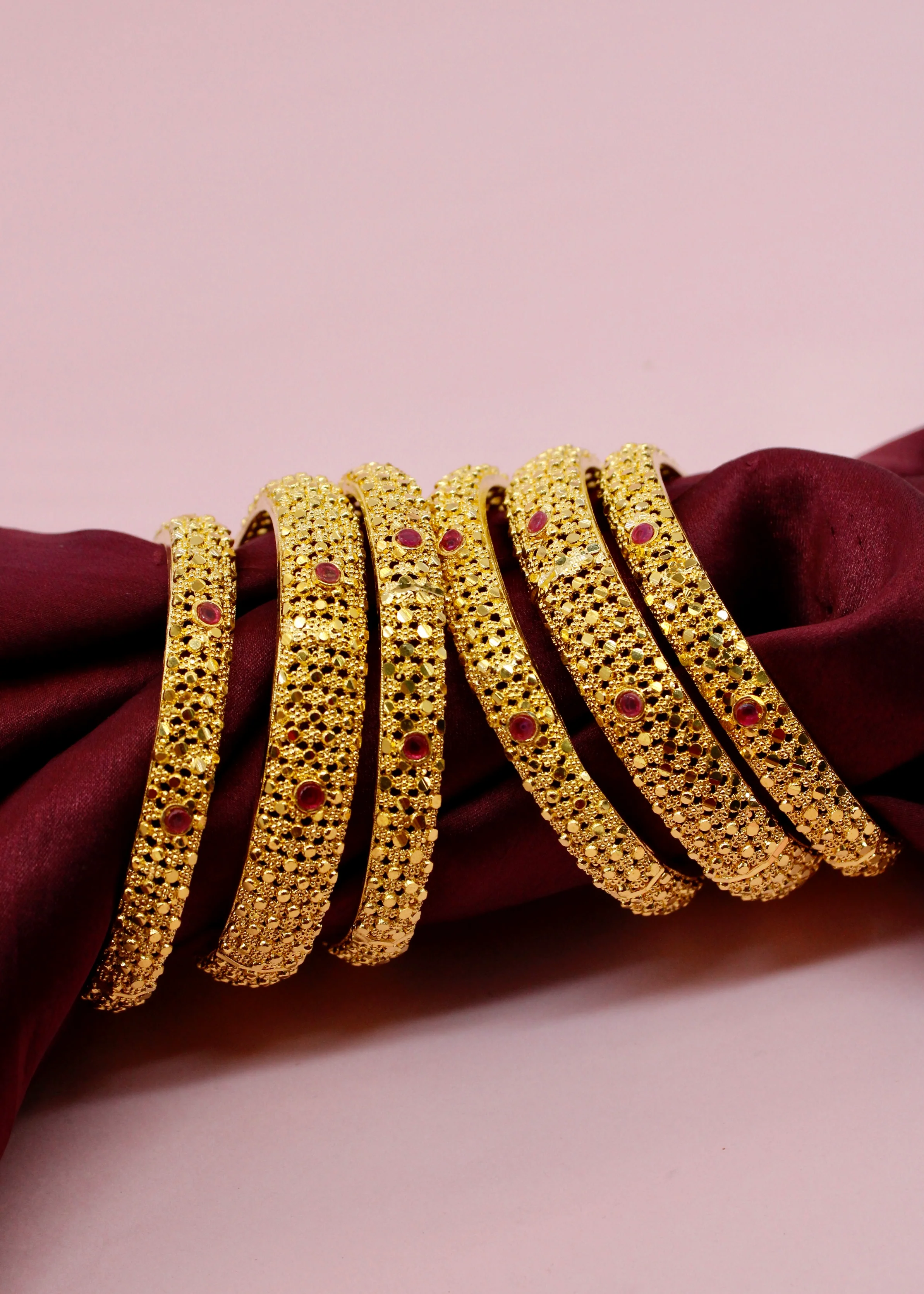 RUBY STONE 6 PC BANGLES - Image 9