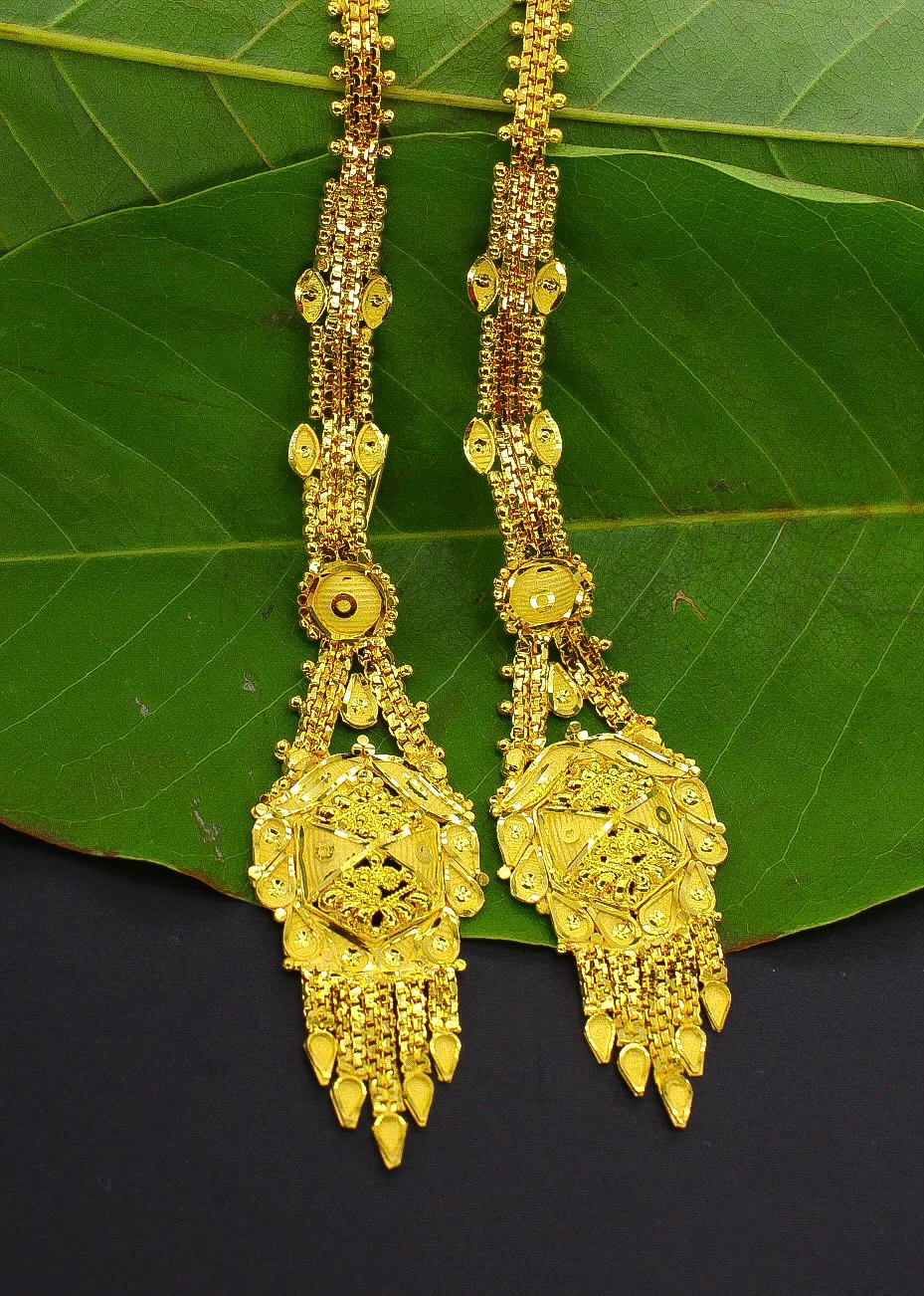 BEAUTIFUL GOLD PLATED EARRINGS WITH KANCHAIN - Image 3