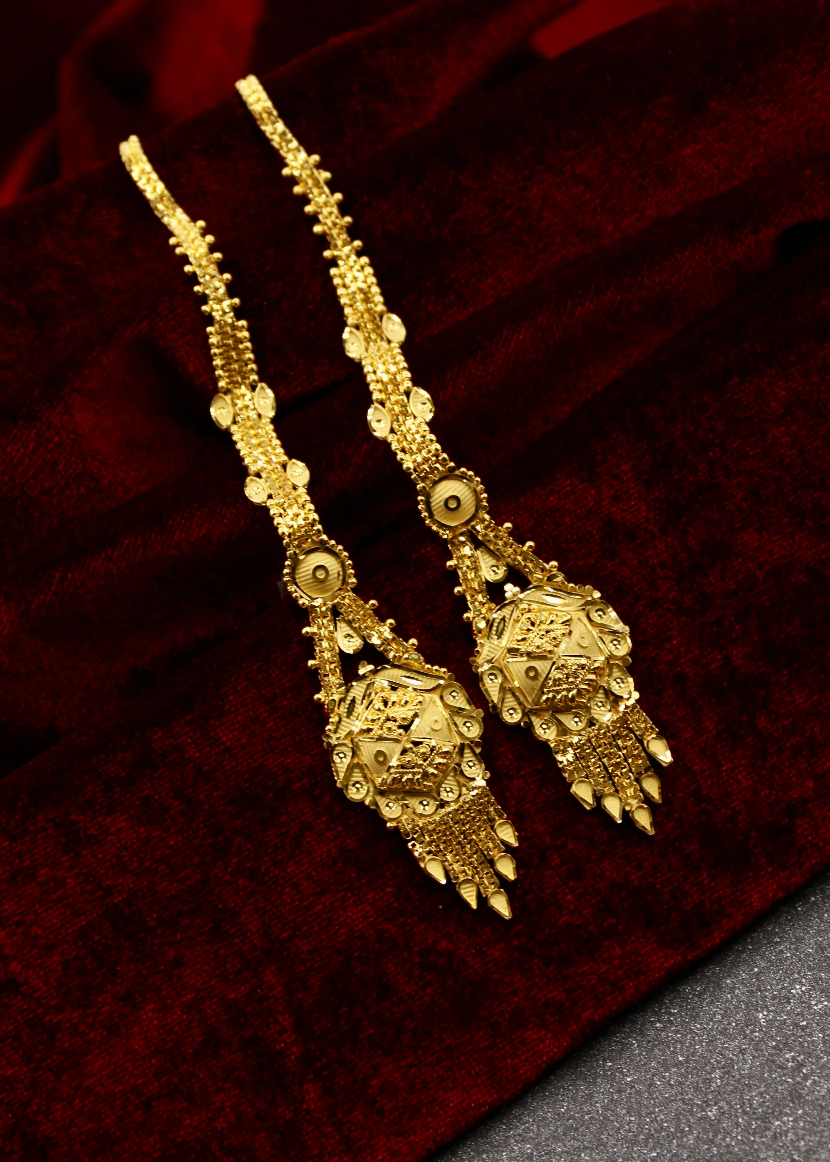 BEAUTIFUL GOLD PLATED EARRINGS WITH KANCHAIN - Image 4