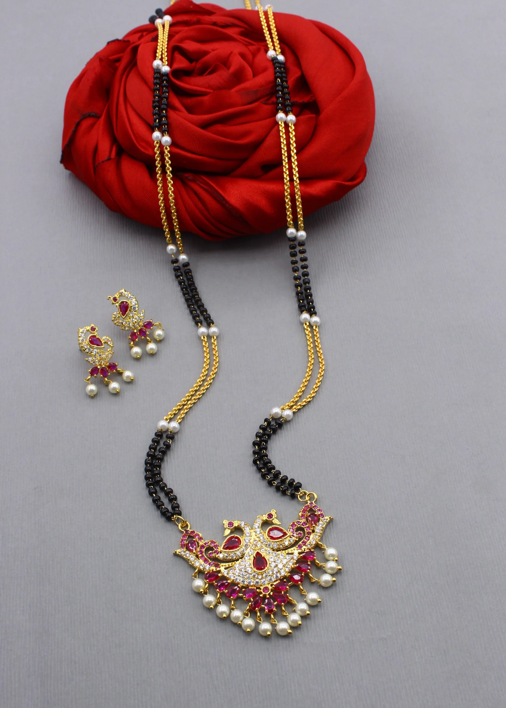STRIKING PEACOCK MOTI MANGALSUTRA - Image 6