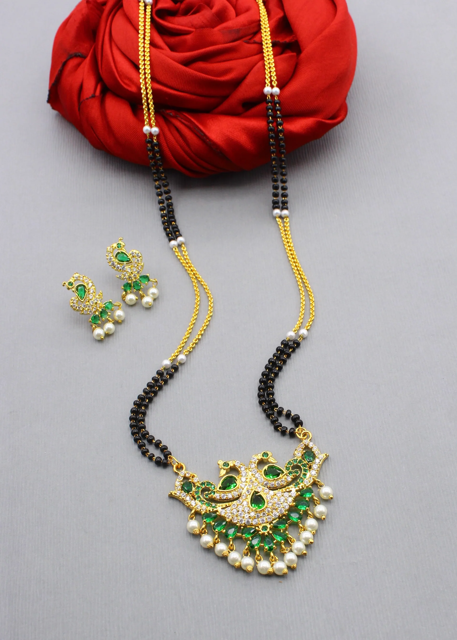 STRIKING PEACOCK MOTI MANGALSUTRA - Image 8
