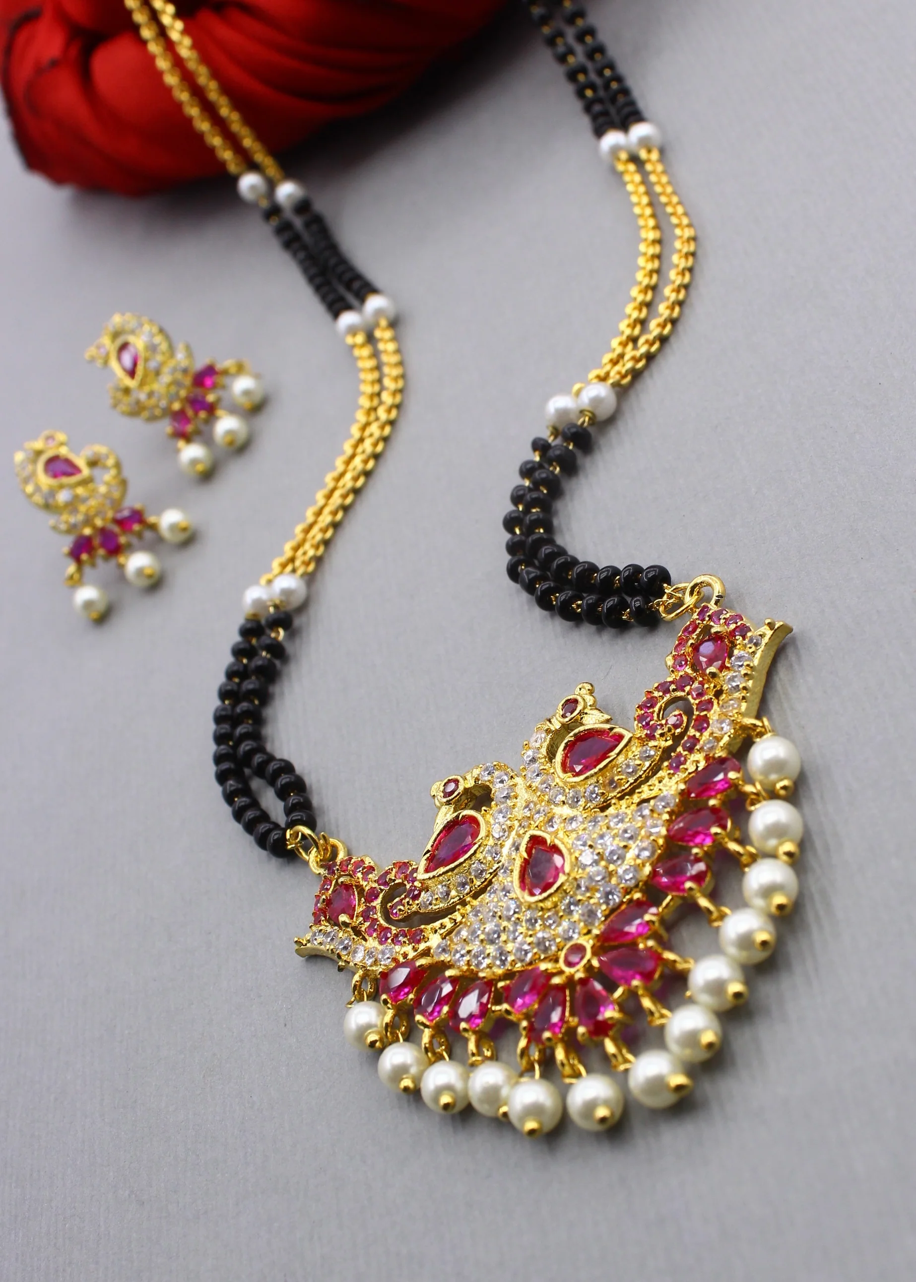 STRIKING PEACOCK MOTI MANGALSUTRA - Image 9