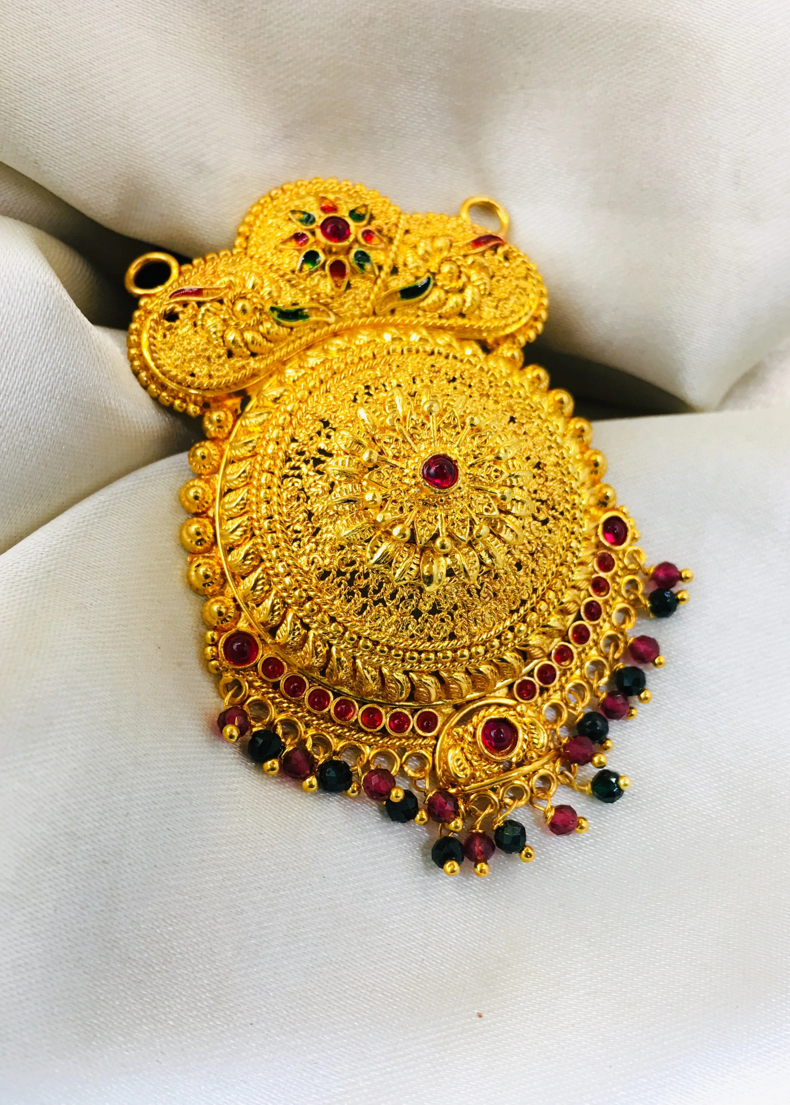 LEAF WITH FLORAL DESIGN PENDANT - Image 8