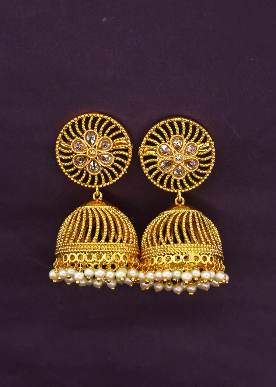 FLORAL ANTIQUE JHUMKI - Image 3