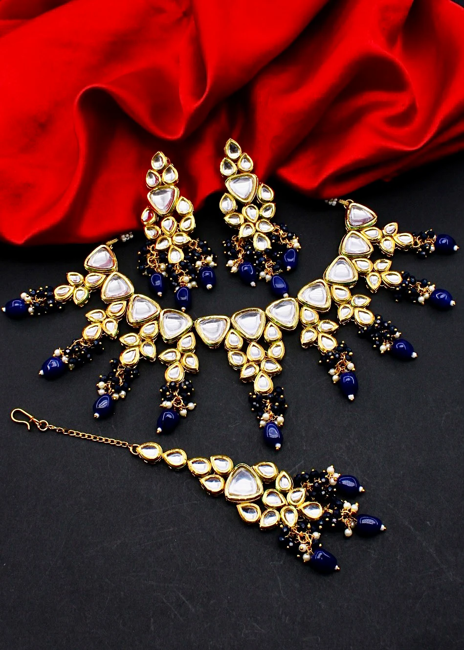 GLAMOROUS KUNDAN NECKLACE SET - Image 13