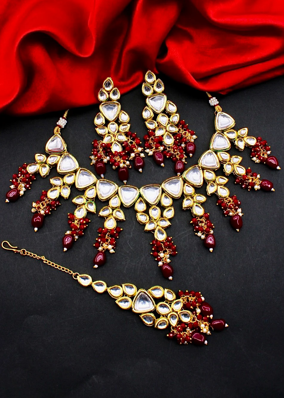 GLAMOROUS KUNDAN NECKLACE SET - Image 8