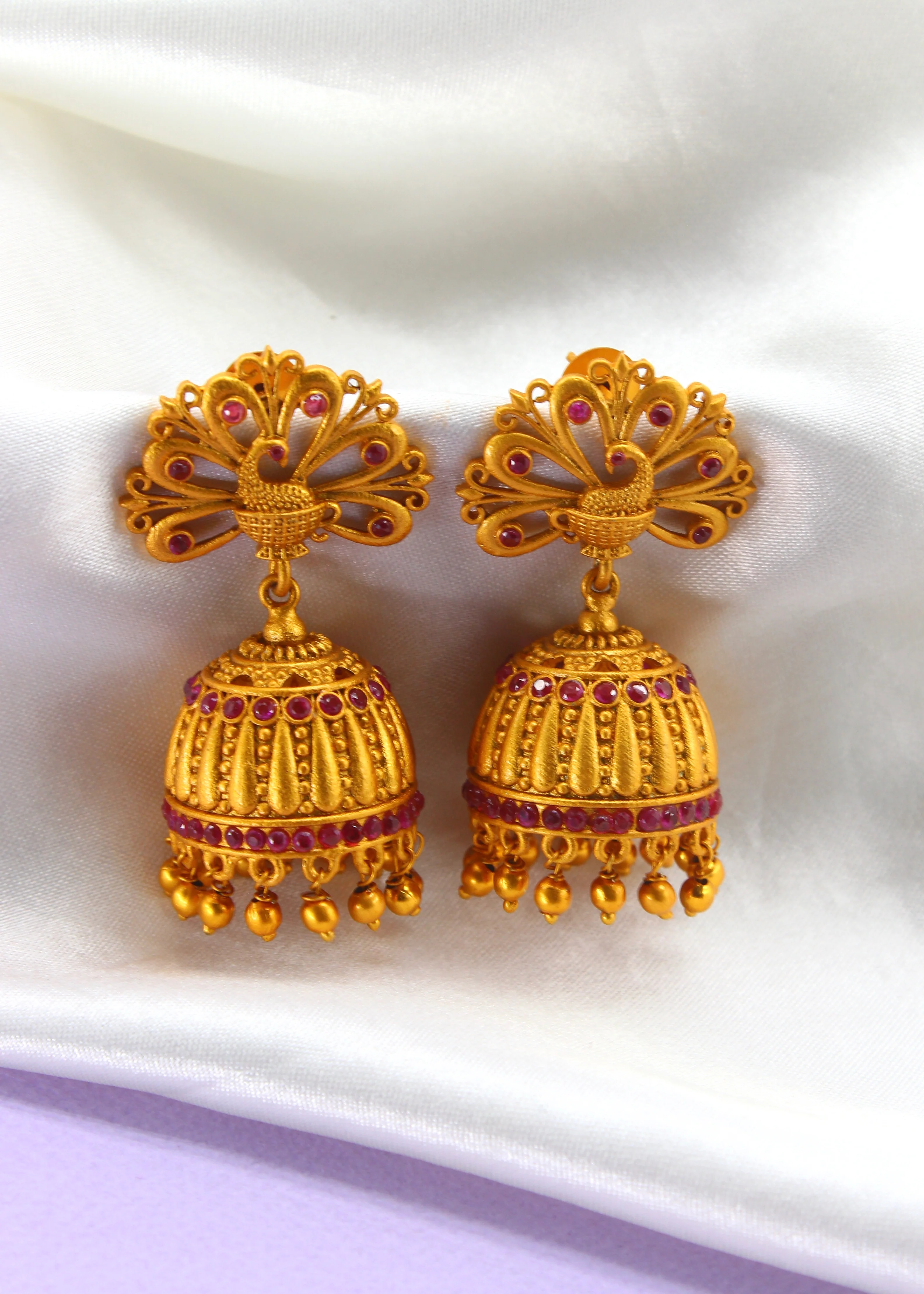 PEACOCK MATTE JHUMKA - Image 4