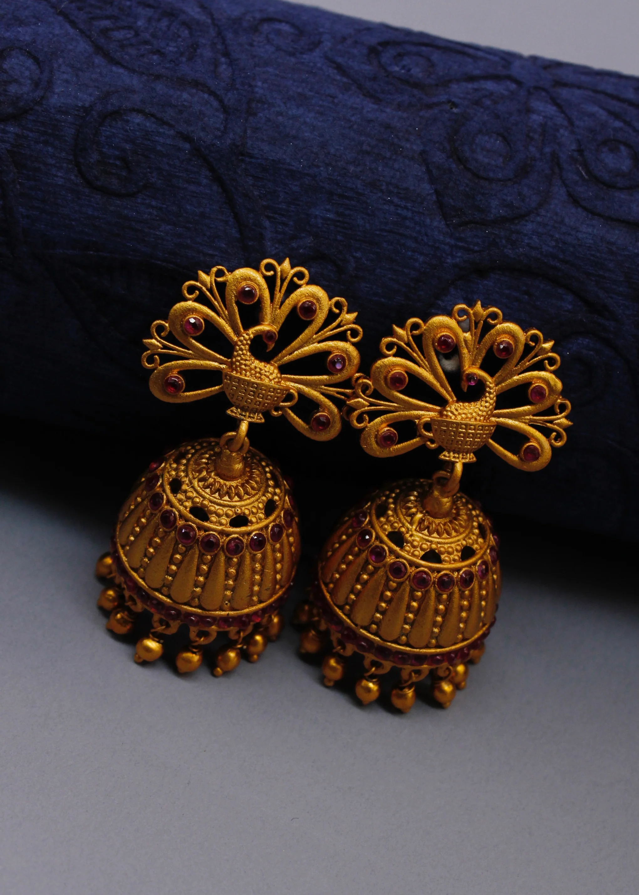 PEACOCK MATTE JHUMKA - Image 6